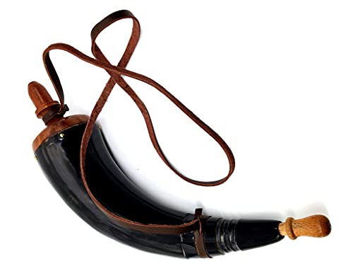 5Moonsun5'S Hand Carved Powder Horn With Leather Strap For Civil War Re-Enactment Colonial Black Powder Civil War Repro Revolutionary - Mountain Man #TOP7