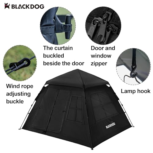 Carpa portátil windhike Blackdog para 2-4 personas negra miniatura 7