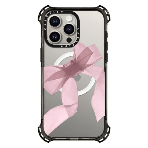 CASETiFY �o�E���X MagSafe�Ή� iPhone 15 Pro Max �P�[�X [MIL�K�i���� (6x MIL-STD-810G) / 6.5m����̗����������N���A / MagSafe �ɑΉ�] - Pink Organza Ribbon 