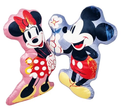 Disney Par de cojines decorativos contorneados suaves con forma de Mickey Mouse y Minnie Mouse Mickey Mouse Mickey Mouse Mickey Mouse 35 x 20 cm