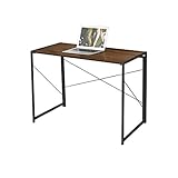 AZL1 Life Concept Writing Computer Desk Modern Simple Study Desk Industrial Style Folding Laptop Table for Home Office Notebook Desk Dark Brown and Black Frame 39.4 Inch