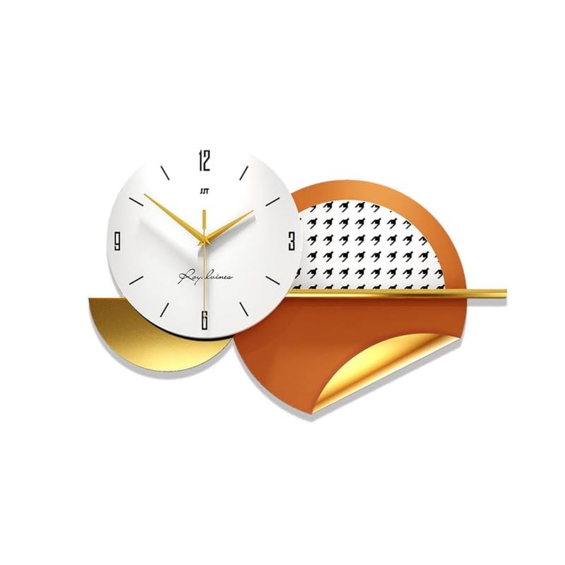 SZEHGLJPClock,Wall Clock, 21.6X13.8INCH Large Wall Clocks Clock 3D Silent Metal Starburst Wall Clock Decor Battery Operated Wall Decor for Living Room Midcentury Modern Art Clock (Parent)