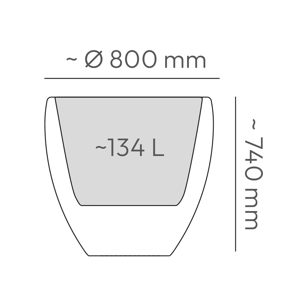 Kreher® XXL Pflanzkübel 'Cano' in Stein Optik in Anthrazit, 80/100 cm Durchmesser, rund (Größe wählbar). Ästhetisches Design aus robustem Kunststoff. Doppelwandig. (XL Ø 80 cm)