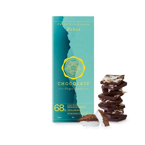 CHOCQLATE Virgin Cacao Schokolade Kokos 68% Kakao 75g (bio, teils roh, vegan)