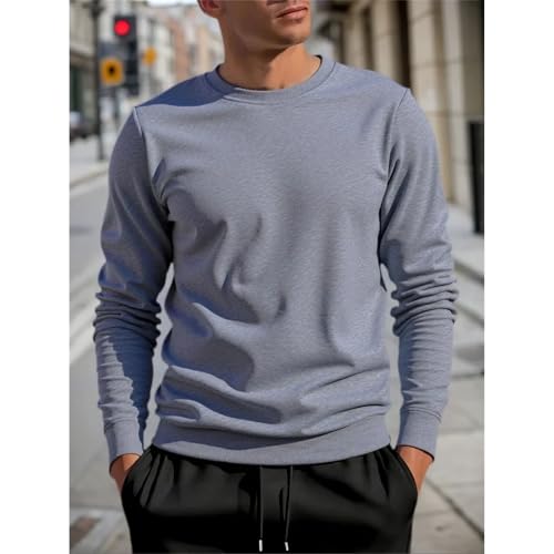 Mens Hoodie Solid Color Fashion Casual Sweatshirt Crew Neck Pullover Daily Hoodies Streetwear4