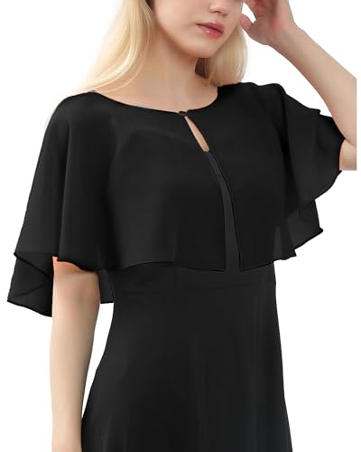 FURTALK Soft Chiffon Capelet Shawl Wraps Shrug for Sheer Evening Dress Wedding Cape Flapper Cover Up - Main Image