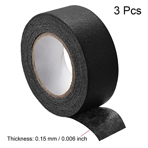 Image of uxcell 3Pcs 25mm 1 inch Wide 20m 21 Yards Masking Tape Painters Tape Rolls Black