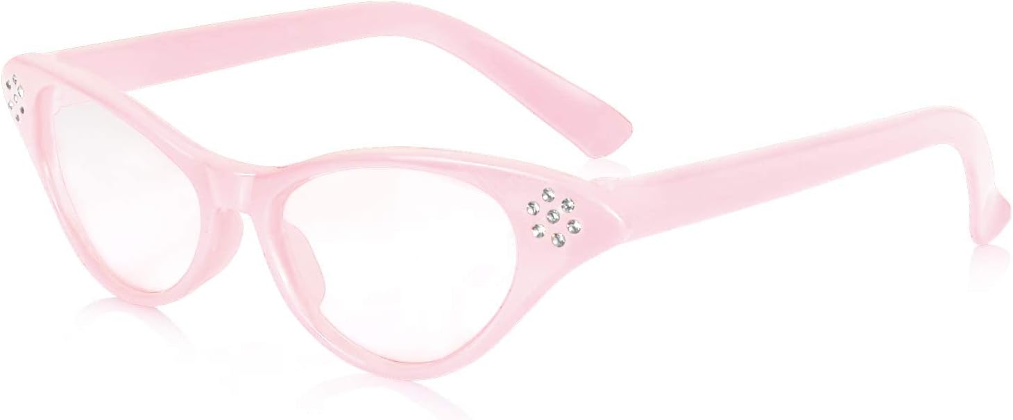 6 Pairs Cat Eye Glasses Costume Cat eye Sunglasses with Rhinestones For 50's 60's Theme Party Retro Costume Dress Up Party Favor : Clothing, Shoes & Jewelry