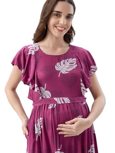 Image of AV2 Women Maternity Feeding Dress Purple X-Large 5176