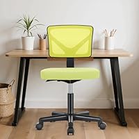 Sweetcrispy Office Computer Desk Chair, Ergonomic Low-Back Mesh Rolling Work Swivel Chairs with Wheels, Armless Comfortable Seat Lumbar Support for Home, Bedroom, Study, Student, Adults, Light Green
