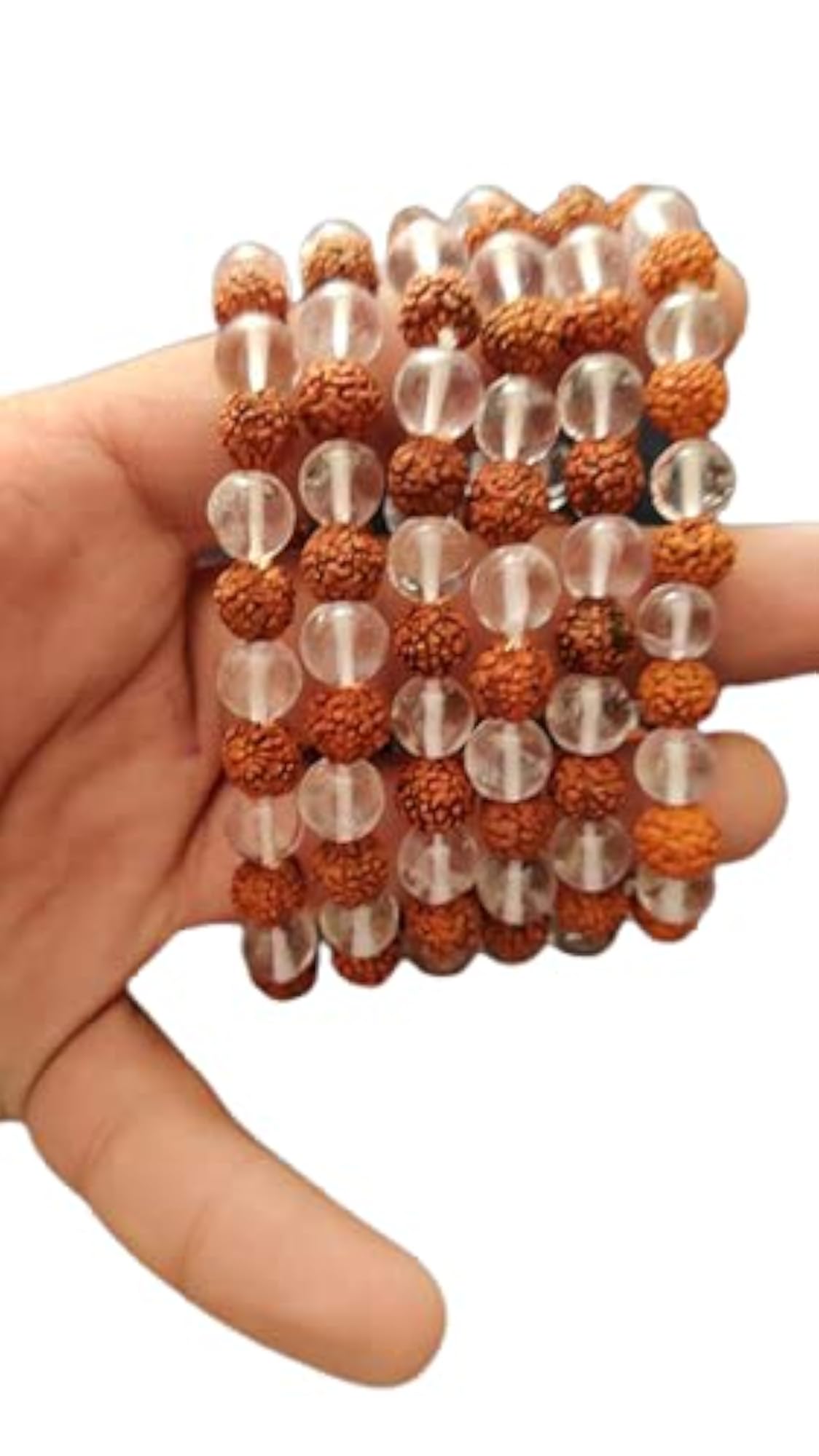 7mm Sphatik Rudraksha 108+1 Beads Mala, Certified Original