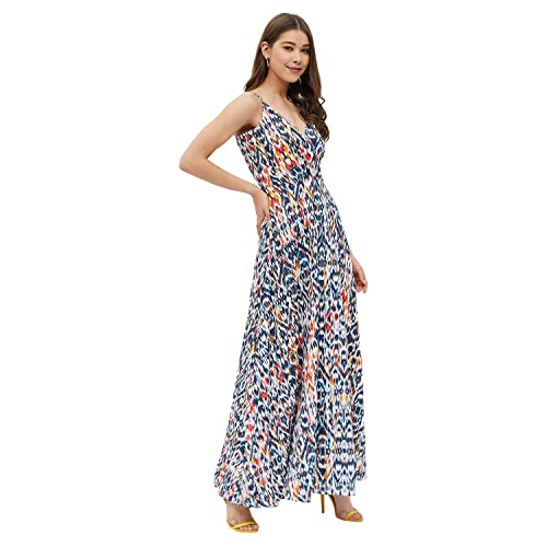 Image of Harpa Women's Rayon Modern Maxi Casual Dress (GR6387A- Multi Extra Large) Multicolour