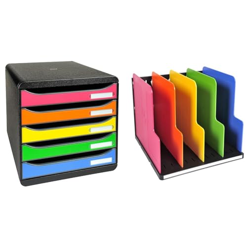 Module de classement Big Box Plus 5 tiroirs EXACOMPTA et trieur vertical ModuloTop de bureau A4+