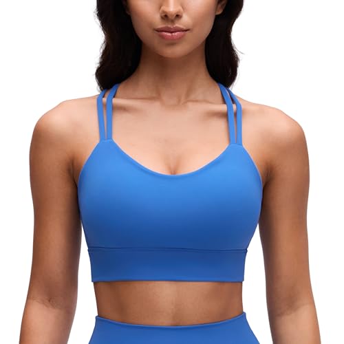 Image of CRZ YOGA Softness Mold Butterluxe Sports Bras | Molded Cup, Light Support, Yoga, Extremely Soft, Longline, Strappy Back, Scoop Neck, for Women