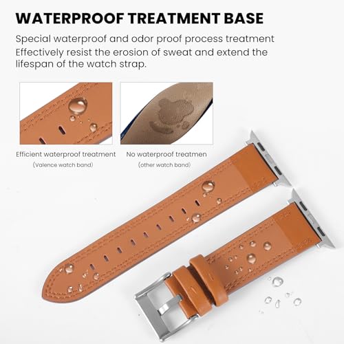 Image of Soft Genuine Leather Band for Apple Watch 49mm 46mm 45mm 44mm 42mm 38mm- Women /Men Vintage Retro Replacement Wristband Strap with Metal Buckle for iWatch Ultra 3 /2 /SE /Series 11 /10 /9 /8 /7 /6 /5 /4 /3 /2 /1