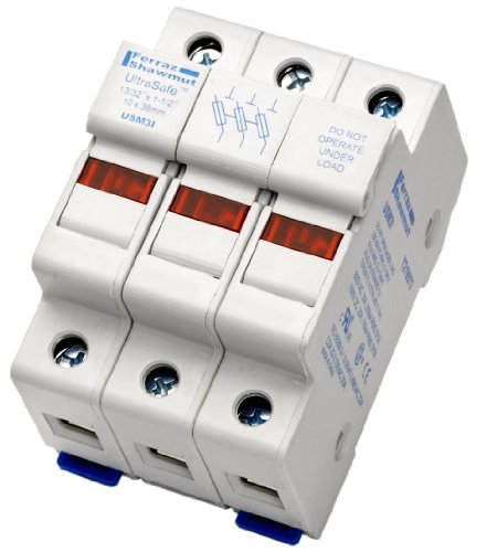 Mersen USCC UltraSafe Modular Fuseholder, 3 Pole, for 600VAC/VDC, 200kA, 30 Ampere Class CC Fuse