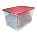 HOMZ 2 Pack Secure Latch, Clear Plastic Storage Organizer Bins, 64 Quart, Red Lid - Stackable Container Boxes for Bedroom, Bathroom, Garage, and Office Organization