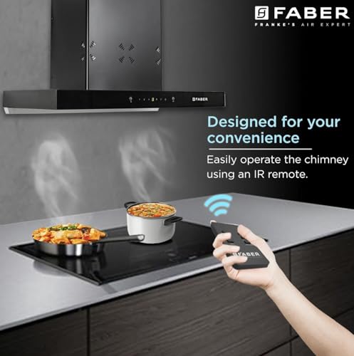 Image of Faber Cygnus 75cm 1400m /hr Autoclean Filterless T-Shape Chimney|Built-In Oil Collector|Odour Sensor|Touch & Gesture Control|12Yr Motor,5Yr Comprehensive Warranty by Faber | HOOD CYGNUS IN3DHCSCFLBK75