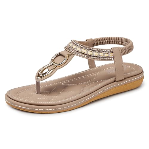 Image of SHIBEVER Flat Sandals for Women Dressy: Comfortable Thong Slip On Sandal