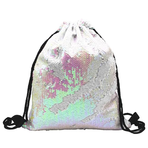 letsinstyle 17.7 x 14.1 Zoll Glitzer Rucksack Mit Kordelzug Meerjungfrau Pailletten Tanztasche Glänzender Schulterrucksack Leichtes Reisezubehör Für Fitnessstudio Shopping Schwimmen Sport Yoga