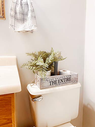 Bathroom Decor Box, 2 Sides With Funny Sayings -Perfect For Farmhouse Bathroom Decor, Rustic Bathroom Decor, Funny Toilet Paper Holder - Rustic White #TOP4