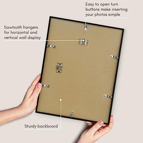 Americanflat 11x15 Picture Frame with Polished Plexiglass - Streamline Collection - Thin Border Picture Frame for Wall Display - Hanging Hardware Included - Black