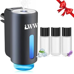 LWW Smart Car Air Freshener, 3 Levels of Adjustable Intensity, Aroma Rechargeable Aroma Diffuser, Adjustable Aroma Diffuser, 220mAh Built-in Fresh+Intense+Ocean Flavour