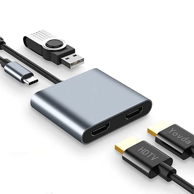 RuhZa Dual HDMI Adapter 4K 60HZ USB 3.0 Hub Multiport Adapter Converter USB-C Hub Adapter USB C HDMI 4 in 1 Type C to Dual HDMI Adapter 4K 60HZ USB 3.0 Hub (B0C6Y5M123) Amazon Price History, Amazon Price Tracker
