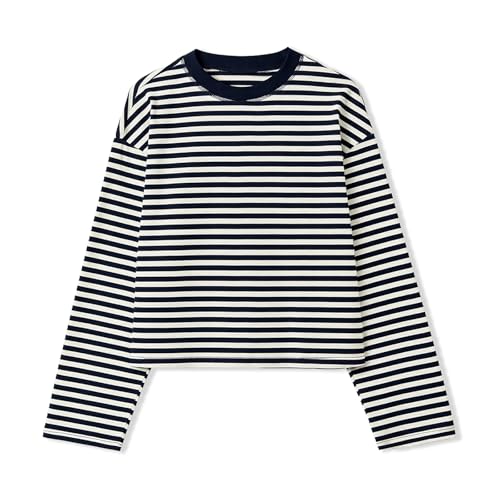 Amazon.com: JINZIYINZI Women Striped Long Sleeve Baggy T Shirts
