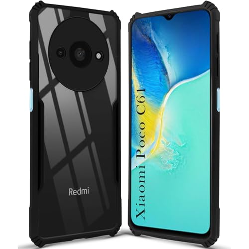 Image of Jkobi Back Cover Case for Poco C61 (Shockproof with Polycarbonate Clear Panel | Professional Black)