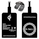 2 Stück Qi Empfänger USB C Schnellladen Adapter, Wireless Charging Adapter USB C für induktives Laden nachrüsten, Induktion für kompatibel mit Samsung S21 A52 A72 A32 A51 Xiaomi Google Huawei