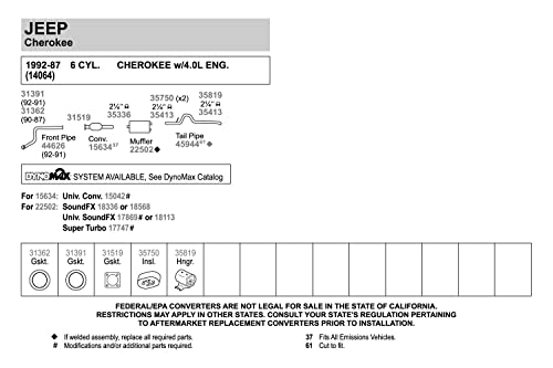 Image of Walker SoundFX 18568 Direct Fit Exhaust Muffler 2.25 inch Inlet (ID) 2.25 inch Outlet (ID) for Jeep Cherokee