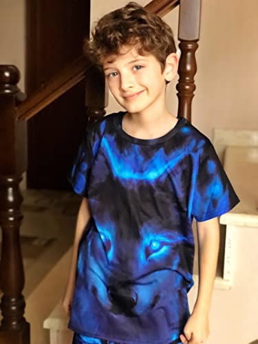 14T Boys Novelty Print T Shirts For Girls Size 16 Lone Wolf Pattern Tees Breathable Sweat Tops 14-16T #TOP3