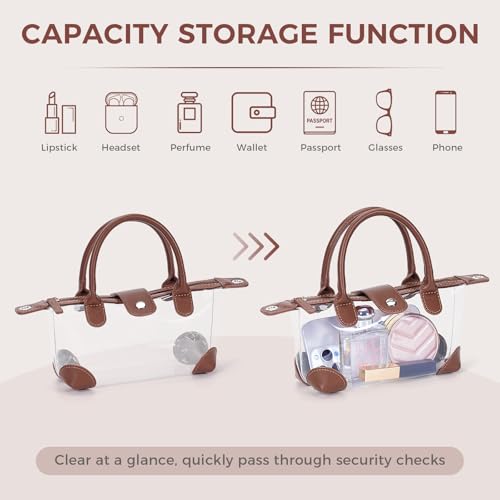 OFY Clear Bag for Stadium Approved Clear Stadium Bags for Women Small Crossbody Purse Handbags for Concerts Sports Events Brown by OFY - Used condition - Image 7