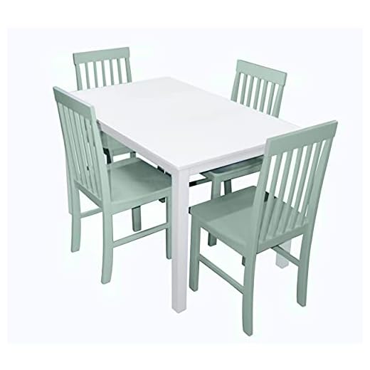 Walker Edison Modern Color Dining Room Table and Chair Set Small Space Living Kitchen, Dining Set, 48 Inch, 4 Person, White and Sage Green