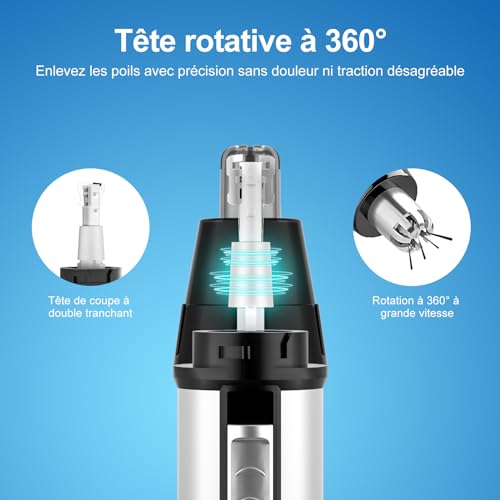 Image of Painless Nose and Ear Trimmer - 4 in 1 USB Rechargeable Electric Nose and Ear Trimmer - Painless and Professional Eyebrow Trimmer for Men and Women Easy to Clean, Silver