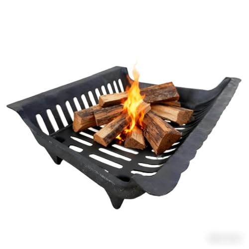 Amagabeli 18” Heavy Duty Fire Grate for Indoor Fireplace Fire Pit Outdoor Open Fires Firewood Log Holder Cast Iron Log Coal Grate Fuel Stool Kindling Tools Wood Stove Fire Log Basket Rack