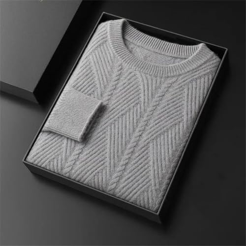 Men’S Thickened Round Neck Business Sweater Long Sleeve Twist Knit Winter Warm Pullover Wool Base Layer2