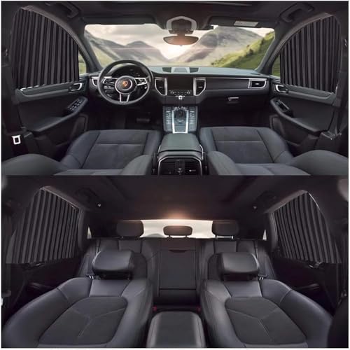 Image of Car Window Sun Shade Curtains, Magnetic, 4-Piece Set, Front and Rear Side, Black, Windows Free to Lift