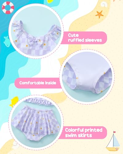 Image of Saeaby Toddler Little Girls Swimsuit Summer Halter Ruched Tankini 2 Piece Bathing Suit for Girl Beach Swimwear 3-8Y