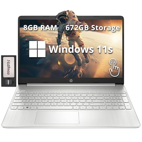 Image of HP 15.6 inch HD BrightView Touchscreen Laptop, Intel Pentium Gold 7505, 8GB RAM, 672GB Storage(512GB SSD+160GB Docking Station Set), Numeric Keypad, HD Camera, HD Audio, Wi-Fi 5, Win 11 S, Silver
