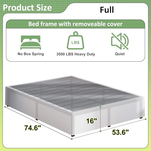 Upcanso Estrutura de cama de casal de 40,6 cm com capa de tecido, moldura de cama de metal tamanho c