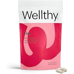 Wellthy لها الفيتامينات النباتية اليومية للنساء ، المكونات الطبيعية للشعر الصحي ، الجلد ، والأظافر مع المغذيات الدقيقة الأساسية (30 يومًا)