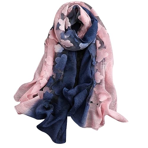 The Crafty Owl Two Tone Sheer Hollow Floral Organza Scarves/Shawls//Shawls/Hijab for Women