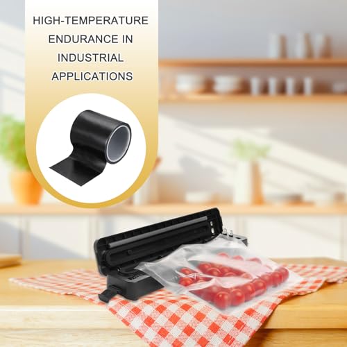 Image of PATIKIL High Temperature PTFE Tape 3-15 /16 Inch x 33 Feet, PTFE Coated Fiberglass Adhesive Tape for Vacuum Sealer Machines Hand-Impulse Sealers Insulation, Black