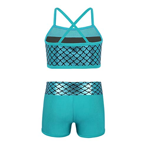 iiniim Kids Girls 2 Piece Dance Sports Outfit Top with Shorts Set for Gymnastics Leotard Dancewear Swimwear Activewear2