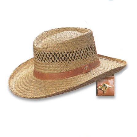 Dorfman Pacific Gambler Kangaroo Badge Straw Hat