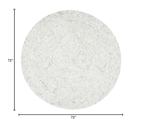 Tapete redondo beige y gris 6' de lana hecha a mano miniatura 2