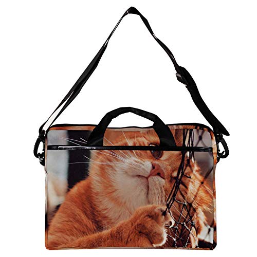 Sacoche bandoulière ordinateur 14-15.4" chat orange finies les rayures - 2