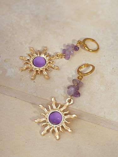 Sacina Boho Celestial Sun Crystal Hoop Earrings, Boho Hippie Earrings, Summer Jewelry, Christmas Jewelry Gift For Women4